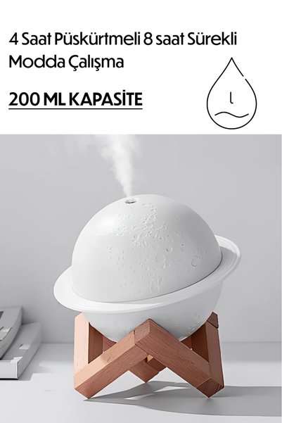 Divex Galaxy Planet Air Humidifier - Night Light & Aroma Diffuser with Wooden Stand, Ultra Quiet