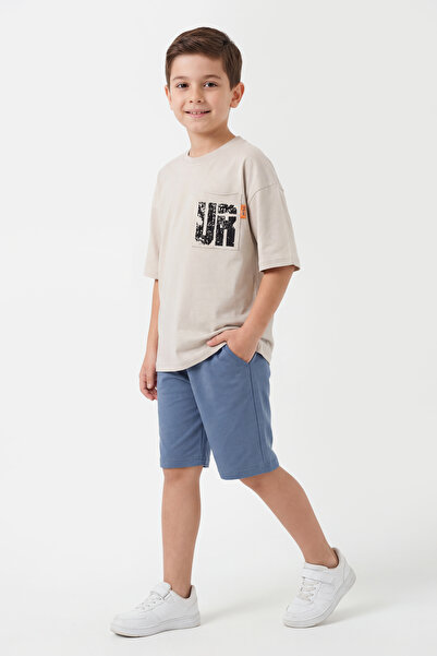 Entel Σετ μπλουζάκι και κάπρι για αγόρια, 100% βαμβακερό, με στάμπα στην πλάτ...