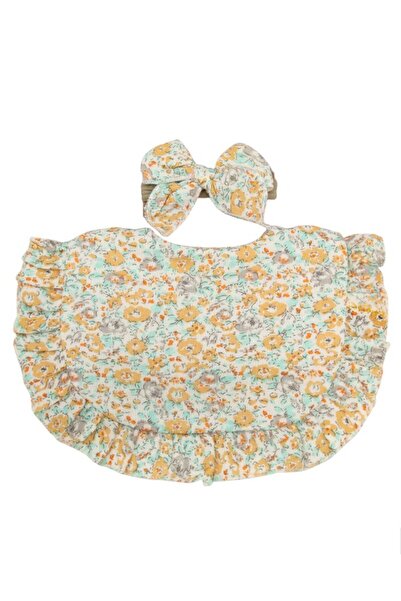 Bambimici -Bella Baby Bib Set for Babies -Floral Printed Orange- 0Y to 4Y