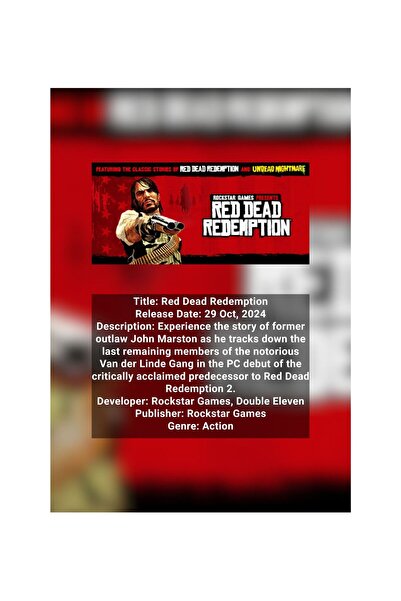 OEM Poster Infografic Red Dead Redemption, Arta Gaming Colectie, Carton Premi...