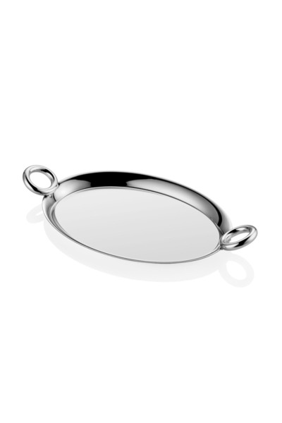 RİVADOSSİ SANDRO Oval Chrome Serving Tray with Handles