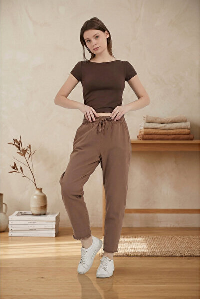 Modasultan Women's Elastic Waist, Pocketed, Ankle Length, Natural Fabric, 100...