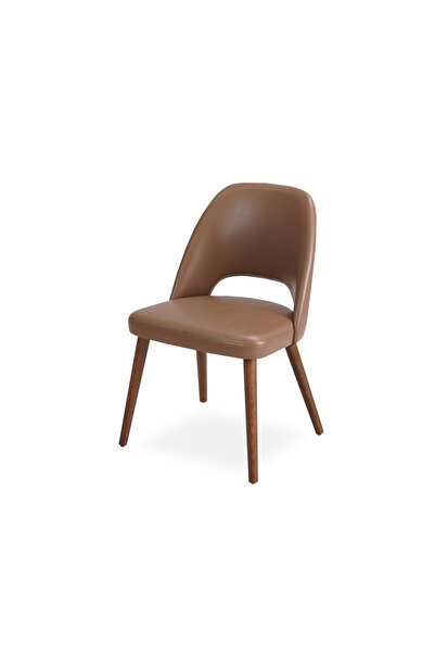 A2 Decor A2Decor Vega Açık Ceviz Ayaklı Kahverengi Deri Döşemeli Kayın Sandal...