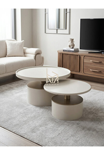 Luna Bolonez Premium Orta Sehpa - Gri Renkli Lüks Tasarım