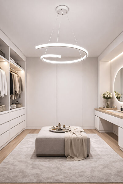 Fer Avize Aura Modern Tasarım Enerji Tasarruflu Dekoratif Led Avize(Beyaz Işı...