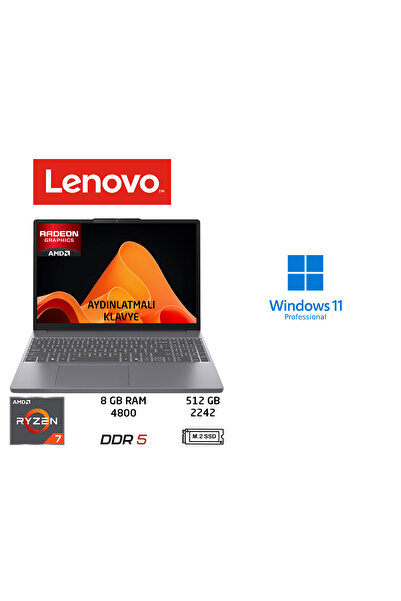 LENOVO Ideapad Slim 3 AMD Ryzen 7 7735HS 8GB 512GB SSD W11 PRO 15.3" 83K70098...