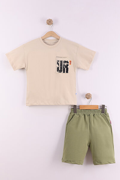 Entel Σετ μπλουζάκι και κάπρι για αγόρια, 100% βαμβακερό, με στάμπα στην πλάτ...