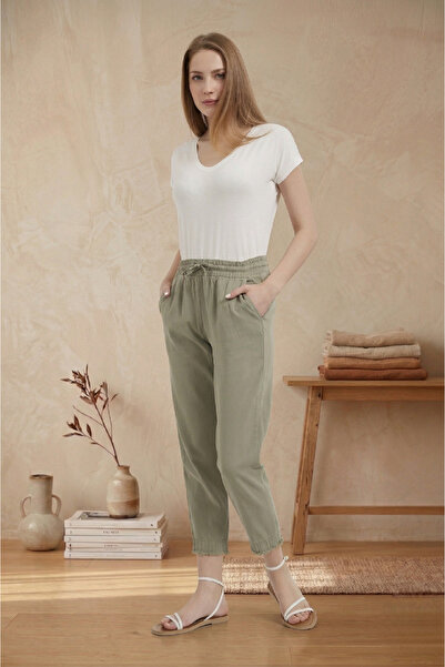 Modasultan Women's Elastic Waist, Pocketed, Ankle Length, Natural Fabric, 100...