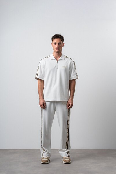 Respire Set pantaloni și tricou pentru bărbați, cu detaliu bandă R, croială n...