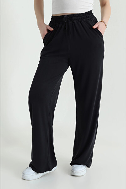 VıoShıne Pantaloni de damă din jerseu modal, cu talie elastică și picior larg
