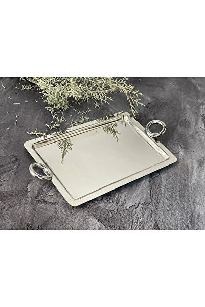 RİVADOSSİ SANDRO Rectangular Chrome Serving Tray with Handles