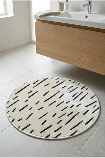 Zevahir Home Στρογγυλό χαλάκι μπάνιου πολλαπλών χρήσεων με αντιολισθητική βάσ...