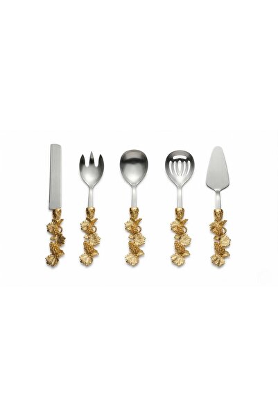 ONON Retro Gold/Gold 5 Piece Stainless Steel Serving Set