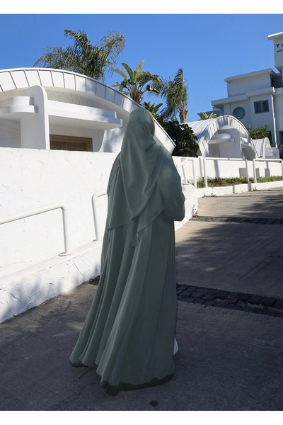 MODA AKSA 1003 DÜĞMELİ ŞİFON ABAYA mint