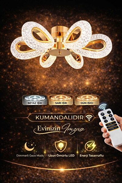 Marsel Lighting BOGOMİL 6LI AVİZE 3 RENK LED SECENEKLİ KUMANDALI LED AVİZE SA...