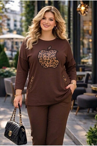 AKŞEN GİYİM Plus Size Seasonal Modal Fabric Blouse with Pearls and Stone Deta...