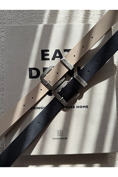 coaksco Set de 2 catarame pătrate antice negre pentru femei