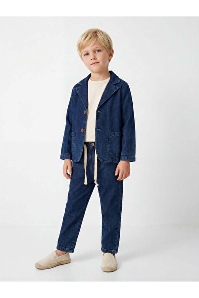 Zekids Jachetă blazer din țesătură muselină pentru băieți