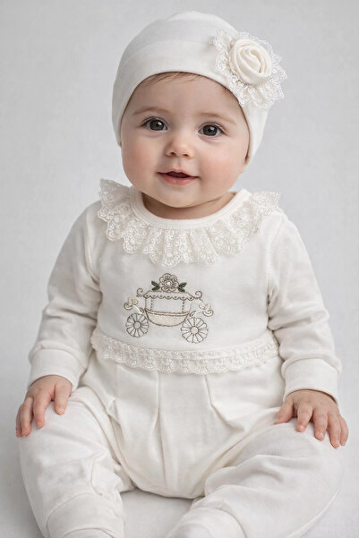 Babydonat Çiçekli Araba Nakışlı Dantelli Tulum