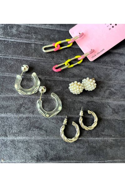 Luxiva 4 Pairs of Minimal Trend Women's Earrings Set Advantageous Package