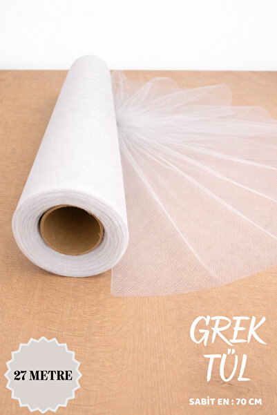 Mortex Beyaz İran Grek Tül Boy 27 Metre En 70 Cm - Nişan, Kına Düğün Bohça Ka...