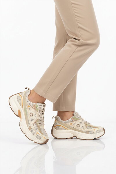Guja Beige Mesh Lightweight Lace-Up Women's Sports Shoes 26Y353 g