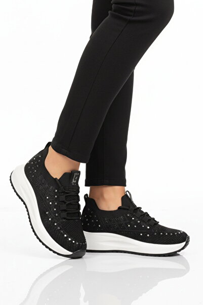 Guja Pantofi casual de damă, negri, Anorak, cu broderie cu piatră ușoară 26Y3...