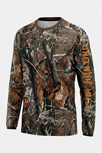 WİDİ Φούτερ κυνηγιού με μακρυμάνικο χειμερινό σχέδιο καμουφλάζ με μοτίβο ζούγ...