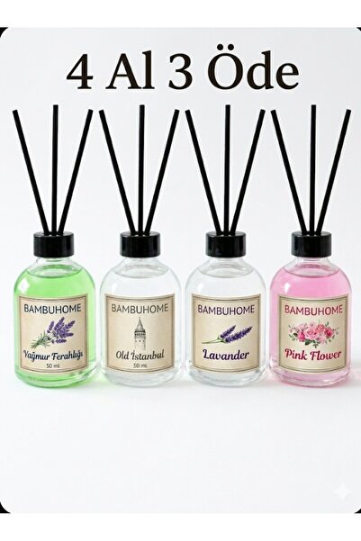 Oda Kokuları 4 AL 3 ÖDE LAVANTA-OLD İSTANBUL-YAĞMUR FERAHLIĞI-PİNK FLOWER 50 ML LİK ŞİŞELER