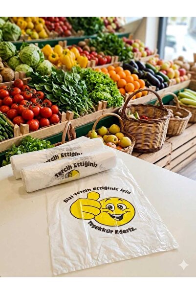 Ecoflex ortaboy Gülenyüz Baskılı Rulo Poşet Market Manav Atlet Hışır 2 Adet