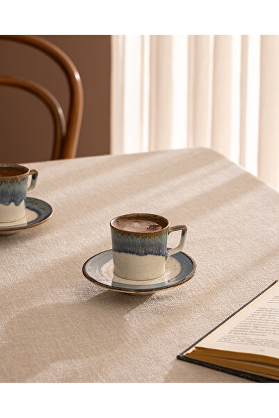 Madame Coco Bonnie 6 Kişilik 12 Parça Kahve Fincan Takımı - Mavi - 90 ml