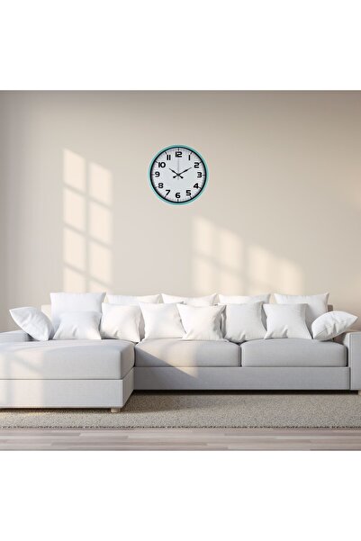 Leyaton ساعة حائط أنيقة باللون الفيروزي مقاس 36 سم RVRYT-RS345