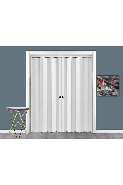 FARAN DEKORASYON 191 X 215 Beyaz Renk Camsız Çift Açılım Pvc Akordiyon Kapı