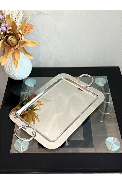 aljahwari Stainless Steel 18/10 Single-Handled Serving Pan, Silver, Size 39*28