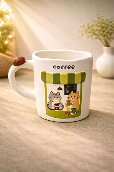 YzHome Acar Porcelain Luxury Large Size Coffee Decor Cat Cup Mug 400ml