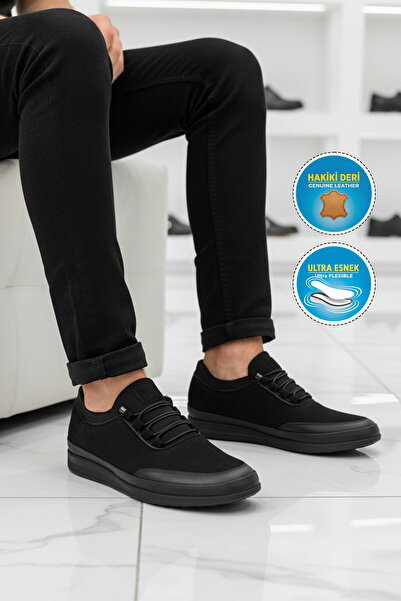 AYAKMOD Premium Siyah Nubuk Hakiki Deri Anatomik Erkek Casual Ayakkabı 703 M