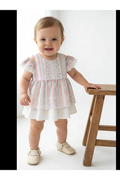 The-kid.co LOLLI PASTEL LINES DRESS - PINK