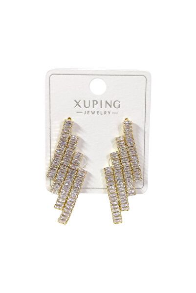 Güler Yüzlü Silver Xuping 40X15 mm Baget Sallantili Nail Earrings Gold