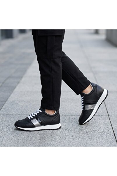 Cameleon Pantofi sport negri din piele naturală , Oreo