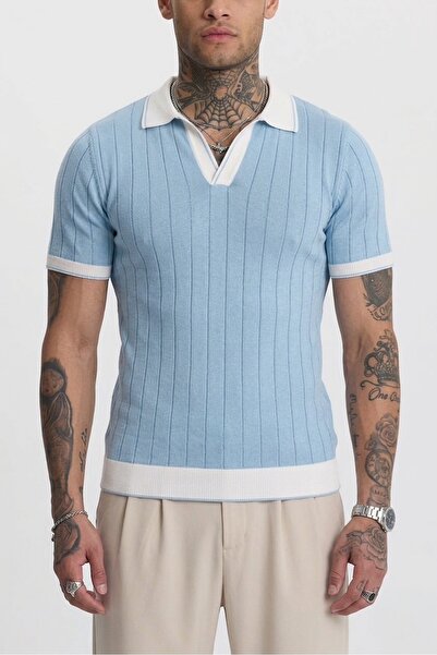 Buteks تي شيرت توسكانا من القطن الممرسيري مع تفاصيل ياقة مطرزة ومقاوم للتكور