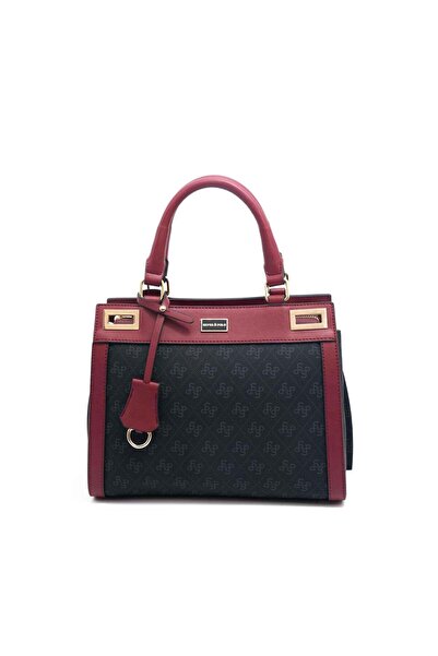 Silver Polo 1174 Women's Handbag Black Claret Red