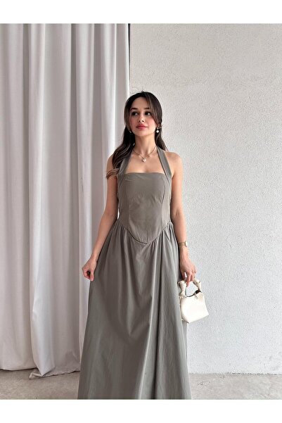 Mooi Butik Goldi̇e Maxi Dress 7462 - Khaki