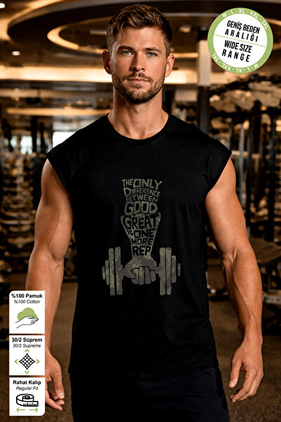 BESSA قميص رياضي أسود مطبوع عليه Great One برقبة دائرية مصنوع من قماش جيرسيه ...