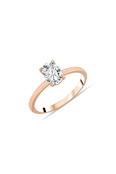 ALESSA GOLD D Renk 1 Karat Pırlanta Oval Yüzük