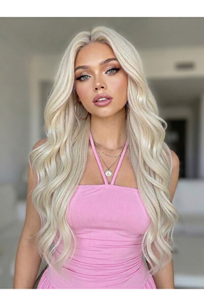 NeednStore Kadın Platin 65 cm Dalgalı Perçemsiz Peruk | 1. Kalite Isıya Dayan...