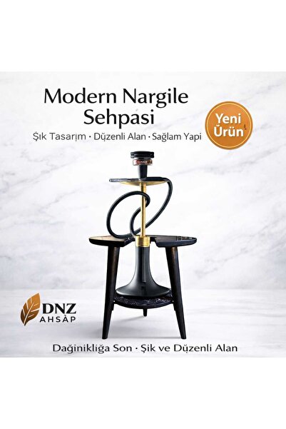 dnz DENİZ AHŞAP Nargile Sehpası ,Nargile Masası, Nargile Tutacağı Lüks Siyah
