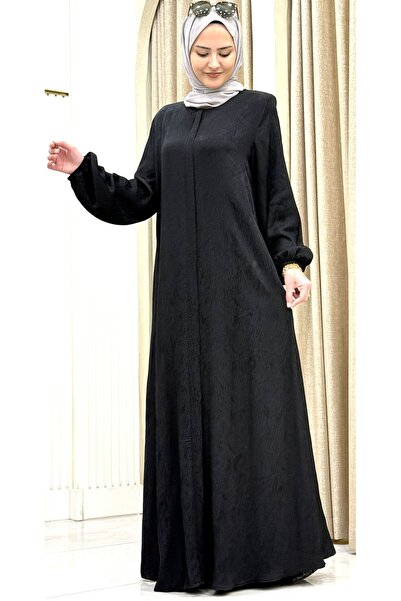 ESRANUR Full-Length Hidden Zipper Tesettür Kupra İpek Robe