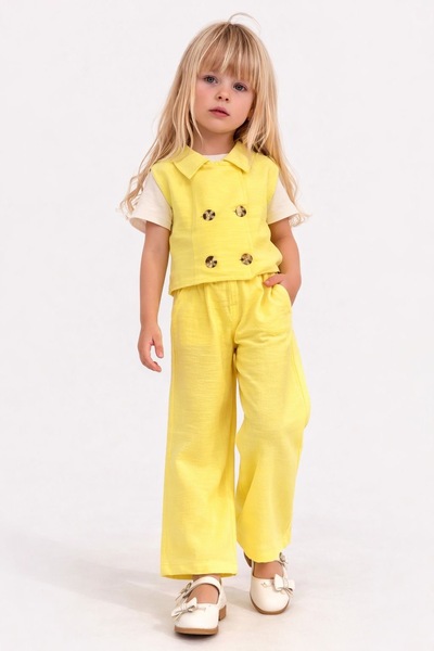 Arya Nisa Kids Girl's Muslin 100% Cotton Vest, Pants, T-Shirt Three-Piece Set