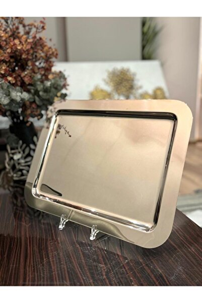 aljahwari Stainless steel serving tray 18/10 single without handle, silver, s...