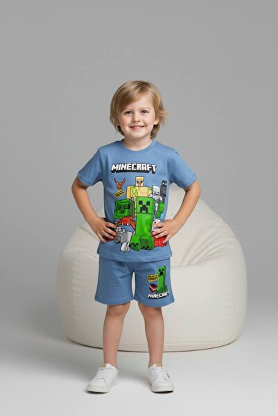 Yağmur Giyim PJKSKT Αγορίστικο κοντομάνικο σετ με σορτς με σχέδια 6603